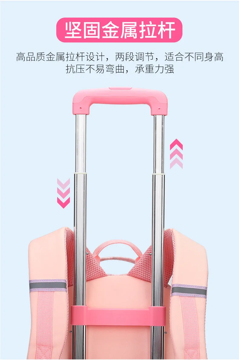 Durable 2-Wheel Trolley Backpack for School Kids