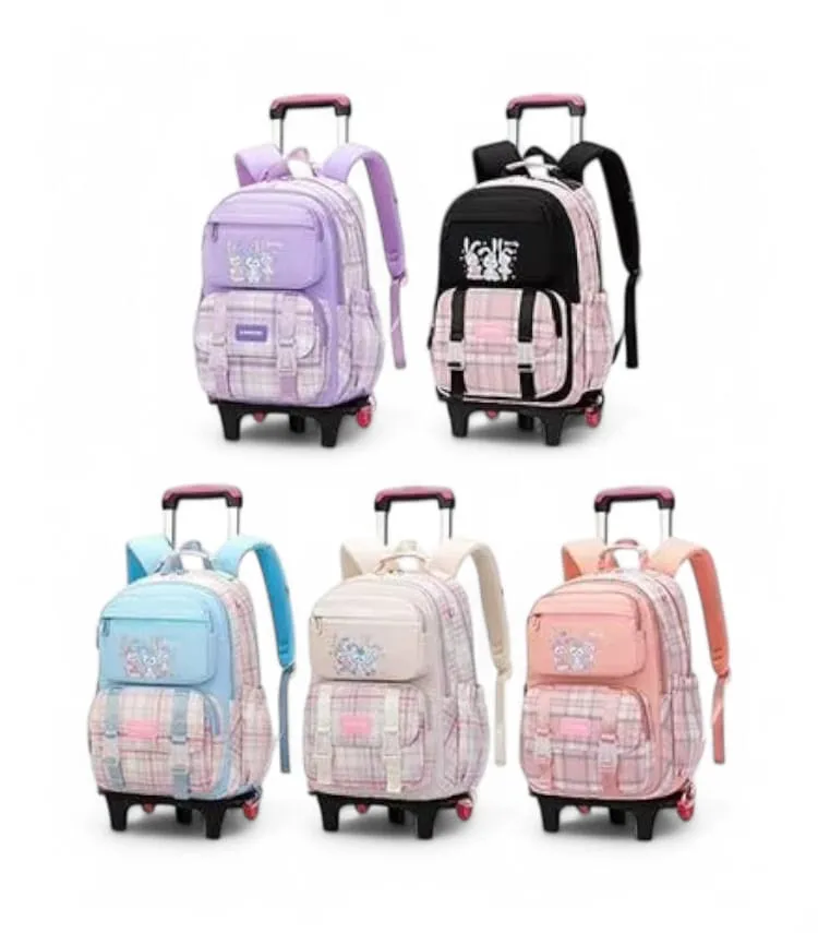 Durable 2-Wheel Trolley Backpack for School Kids