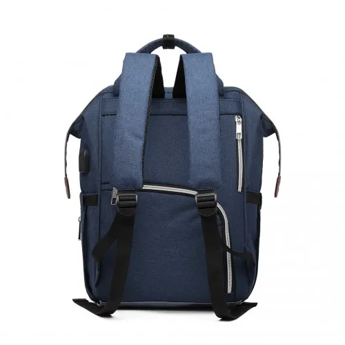 E1945 - KONO POLKA DOT MATERNITY BACKPACK BAG WITH USB CONNECTIVITY - NAVY