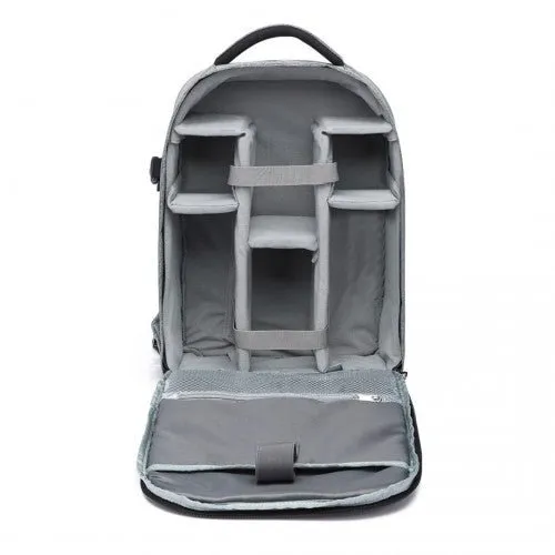 E6928 - Kono Water Resistant Shockproof DSLR Camera Backpack - Light Grey