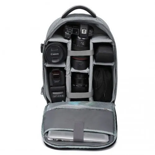 E6928 - Kono Water Resistant Shockproof DSLR Camera Backpack - Light Grey