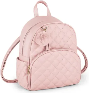 ECOSUSI Mini Backpack for Women Leather Small Backpack Purse for Ladies Cute Pom Bookbag Travel Shoulder Bag with Charm Tassel Pink