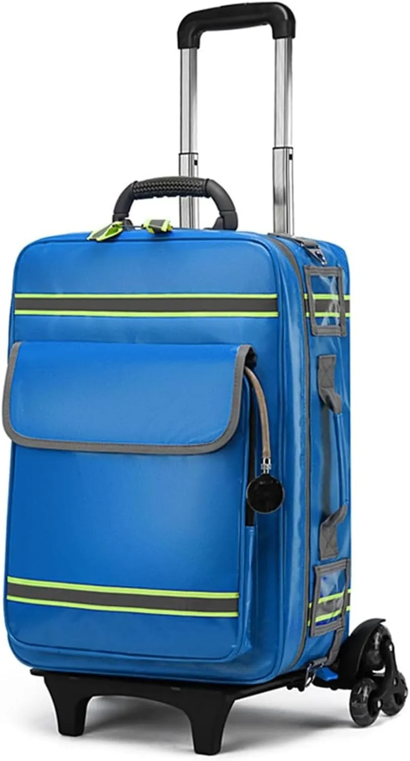 Emergency First Aid Bag, Professional Storage Medical Bag with Trolley,Waterproof Large Capacity Emergency Rescue Kit, for Nursing Student,Therapist,Doctors(Blue), kk852