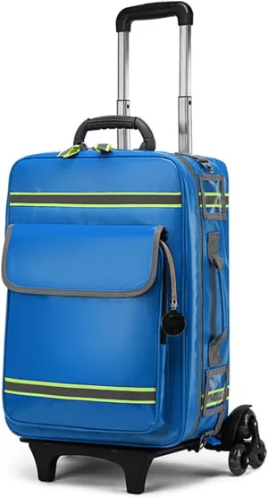 Emergency First Aid Bag, Professional Storage Medical Bag with Trolley,Waterproof Large Capacity Emergency Rescue Kit, for Nursing Student,Therapist,Doctors(Blue), kk852
