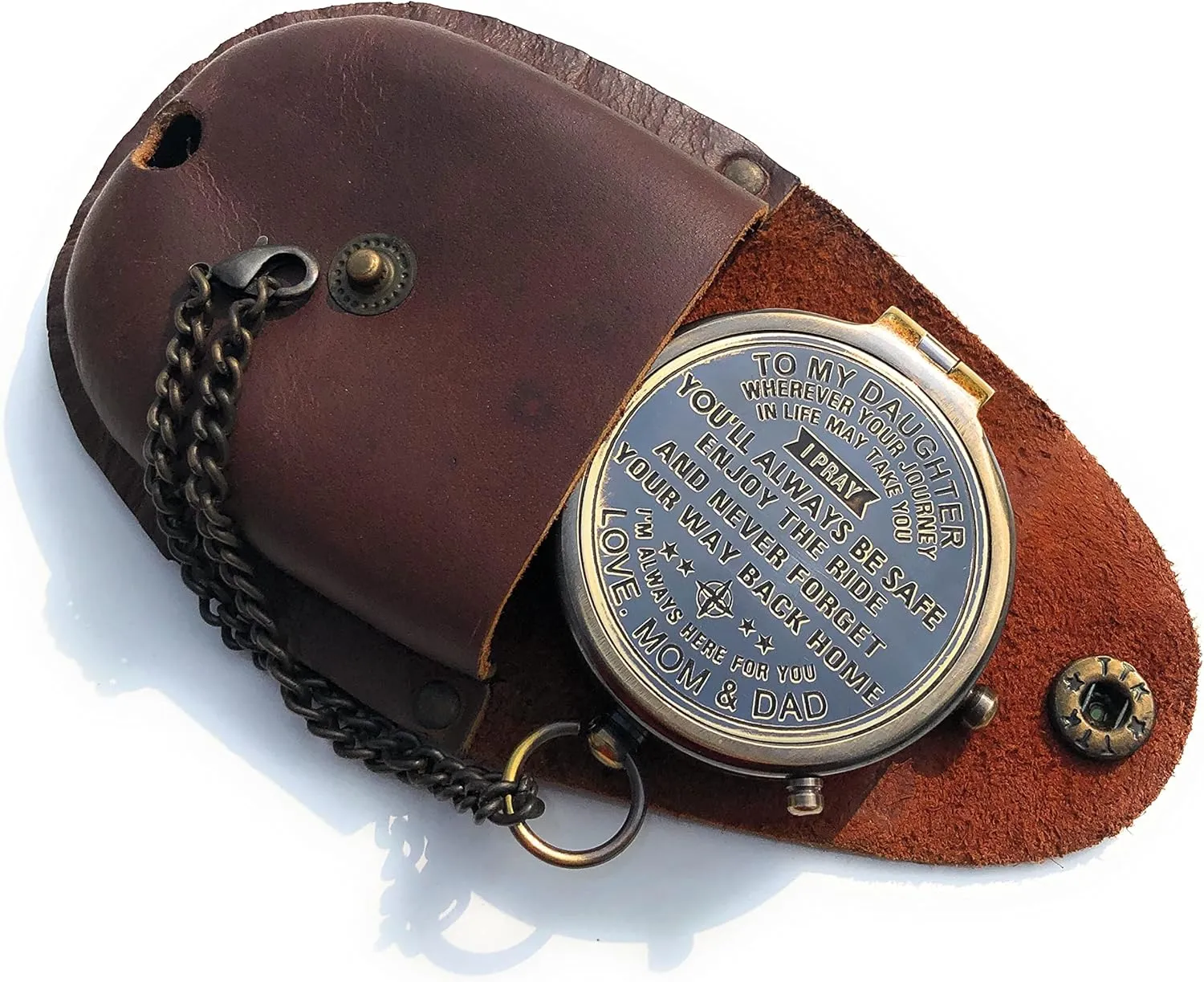 Engraved Brass Compass Gift to My Daughter/Our Daughter Nautical Gift/Daughter from Dad/Gift to Daughter from Mom Dad A Perfect and Unique Gift with Leather Case - Vintage Directional Magnetic Compass