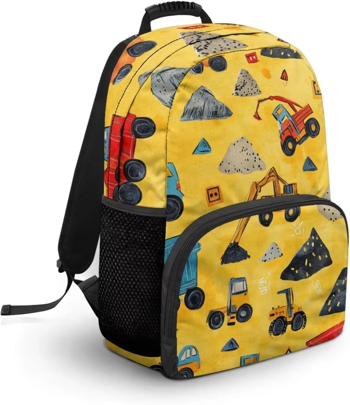 Excavator Backpack for Little Boys 15 Inches School Backpack with Front Zipper Pocket Lightweight Shoulder Bag for Kindergarten Students Casual Daypack