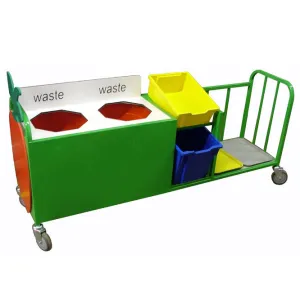 Extended Panelled Front Clearing Trolley With Tray Storage