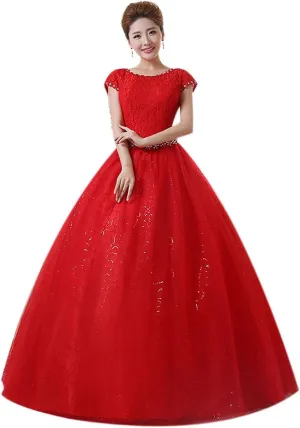 Eyekepper Double Shoulder Floor Length Bridal Gown Wedding Dress Custom Size