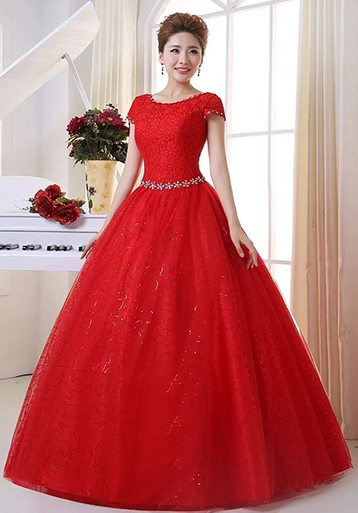 Eyekepper Double Shoulder Floor Length Bridal Gown Wedding Dress Custom Size