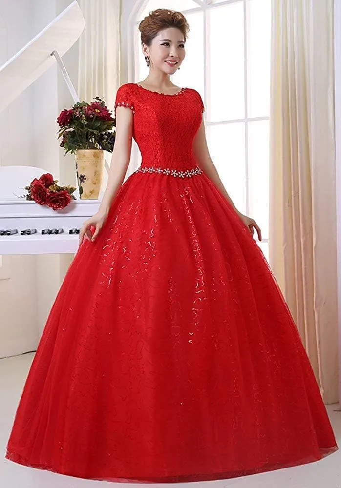Eyekepper Double Shoulder Floor Length Bridal Gown Wedding Dress Custom Size