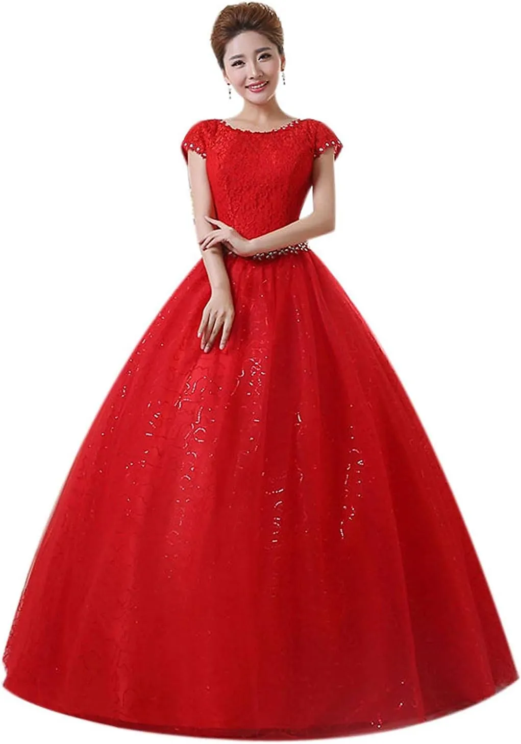Eyekepper Double Shoulder Floor Length Bridal Gown Wedding Dress Custom Size