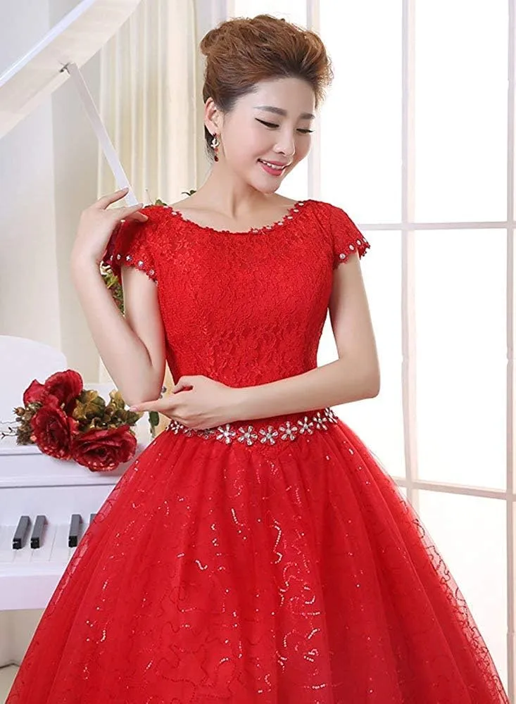 Eyekepper Double Shoulder Floor Length Bridal Gown Wedding Dress Custom Size