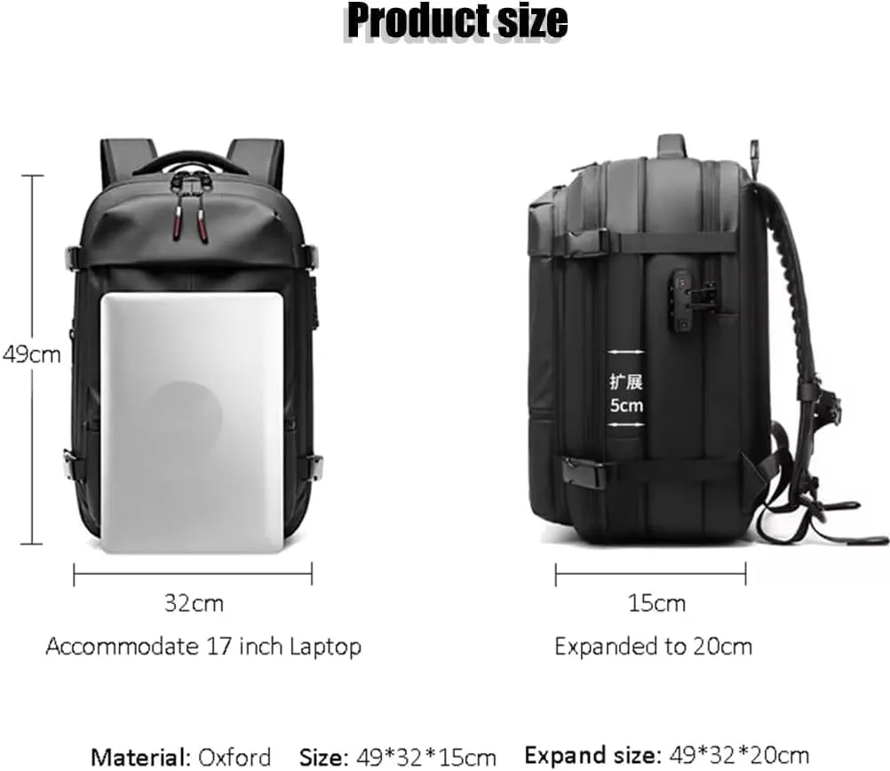 ezyvac Travel Backpack with Pump, Vacuum Sealed Travel Backpack, Large Capacity Travel Vacuum Bag with Combination Lock (blue)