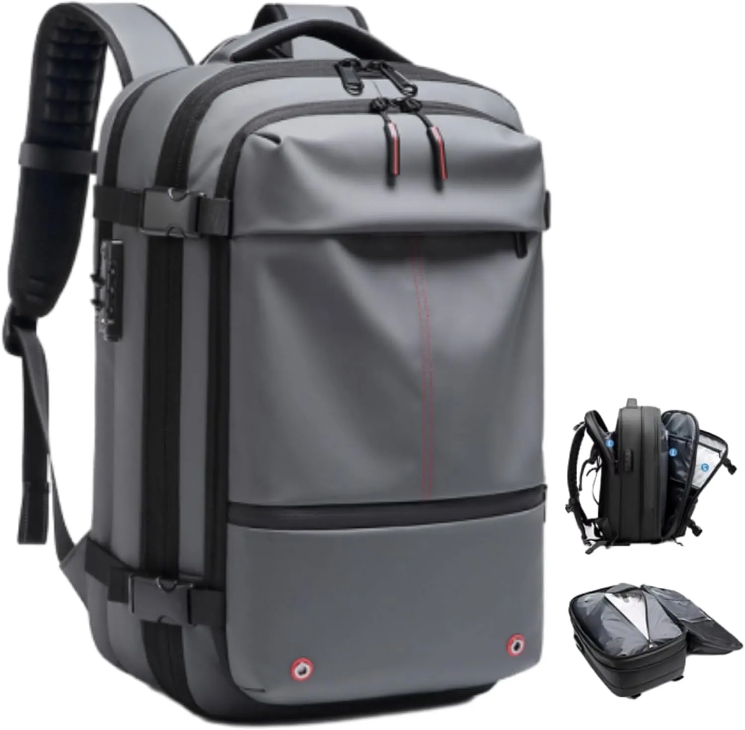 ezyvac Travel Backpack with Pump, Vacuum Sealed Travel Backpack, Large Capacity Travel Vacuum Bag with Combination Lock (gray)