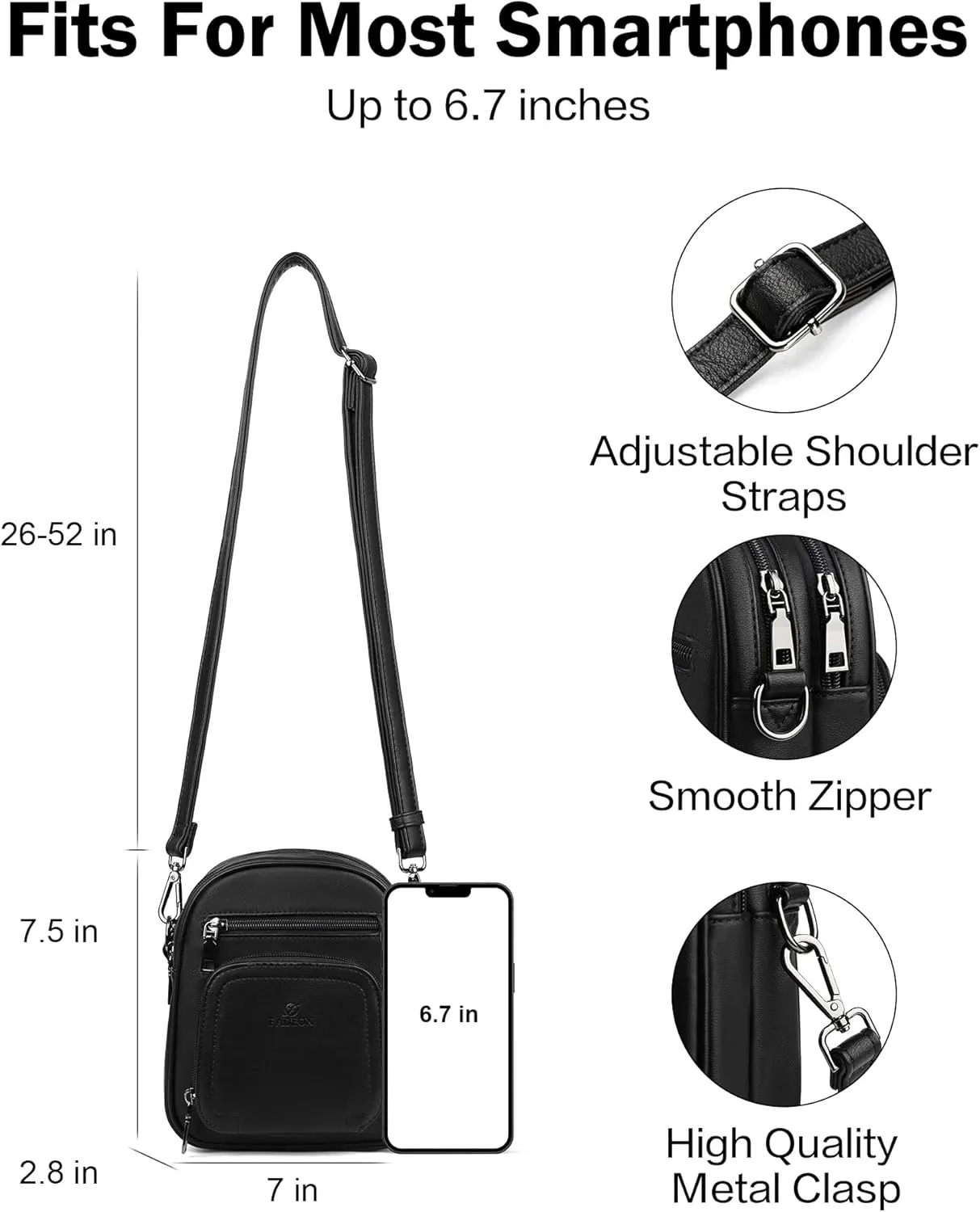 FADEON Small Purses for Women Crossbody Bags, Designer PU Leather Mini Cross Body Purse Travel Shoulder Bag Card Slots