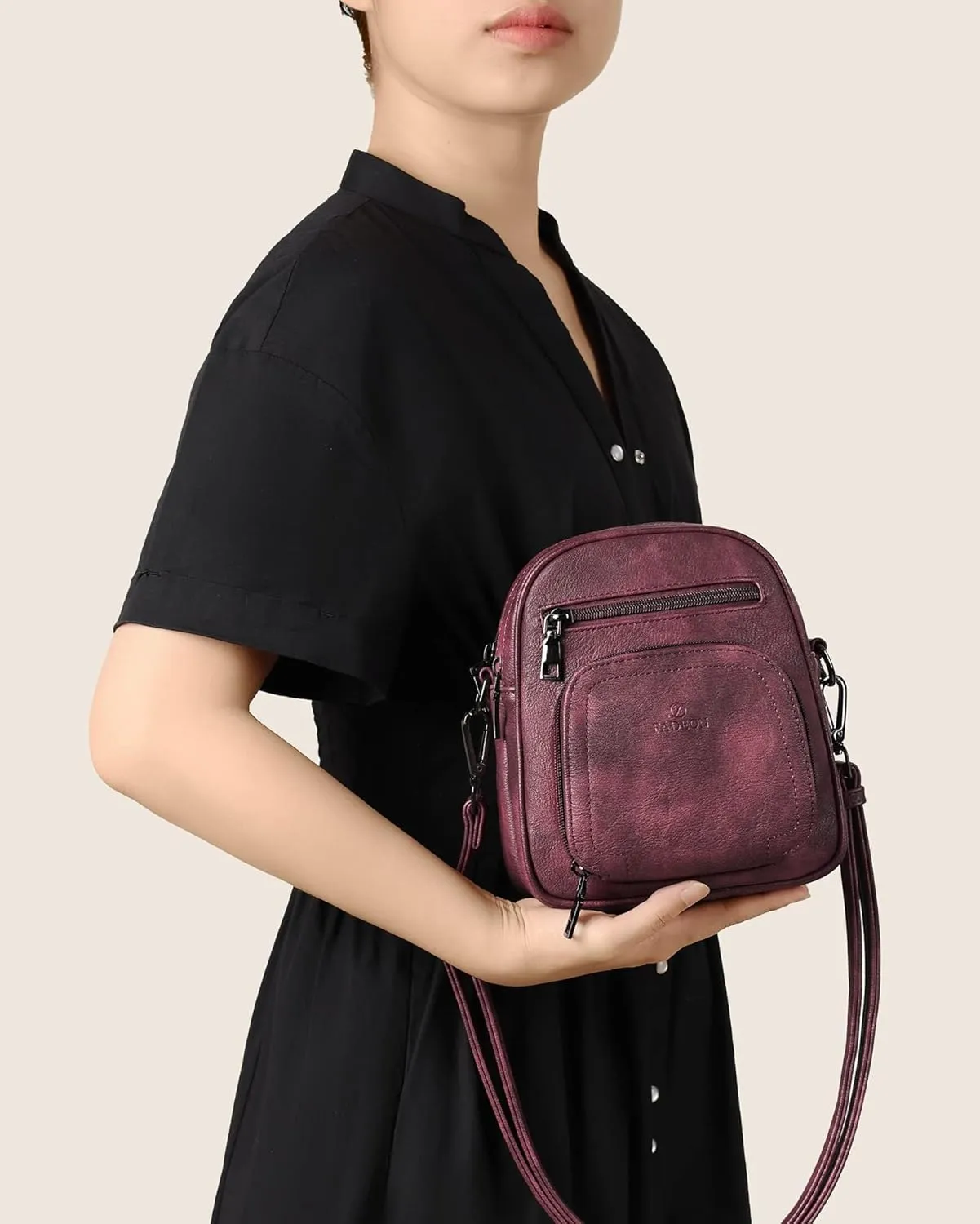 FADEON Small Purses for Women Crossbody Bags, Designer PU Leather Mini Cross Body Purse Travel Shoulder Bag Card Slots