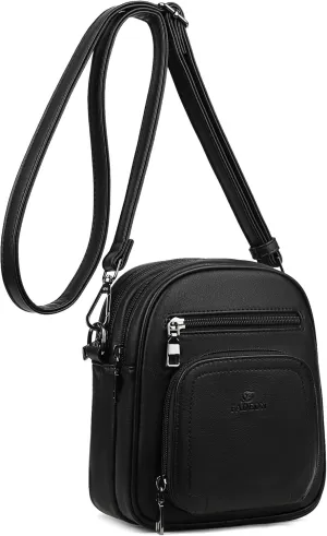 FADEON Small Purses for Women Crossbody Bags, Designer PU Leather Mini Cross Body Purse Travel Shoulder Bag Card Slots
