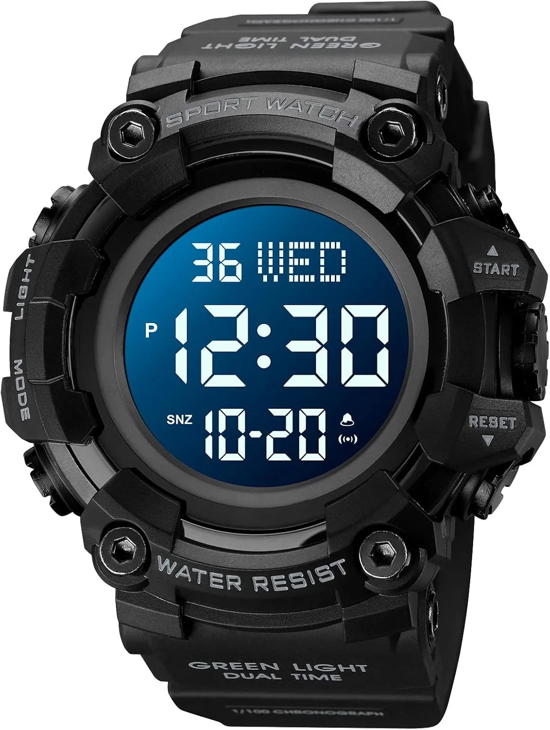 FANMIS Men's Digital 50M Waterproof Electronic Sport Watch Rubber Band Army Military 24H Time LED Light 164FT Water Resistant Calendar Date Day Watches