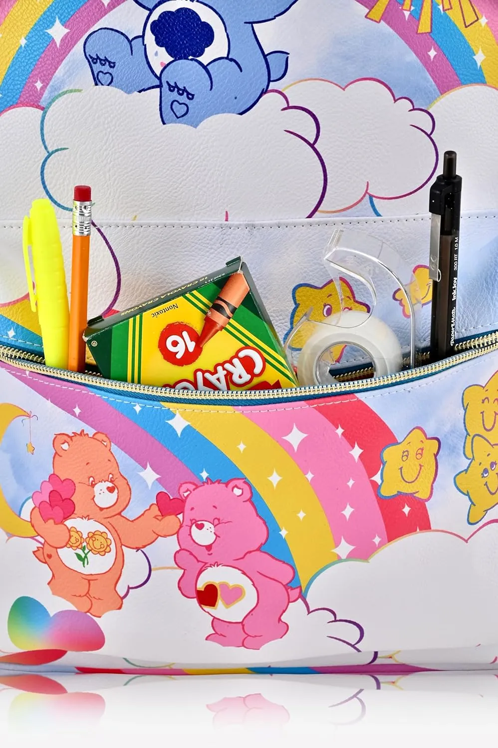 Fast Forward Care Bears Backpack for Women, Men, Unisex | Cute PU Leather Large Care Bears Backpack Purse Shoulder Purse | Care Bears Bag and Care Bears Accessories, C2PF31ZA