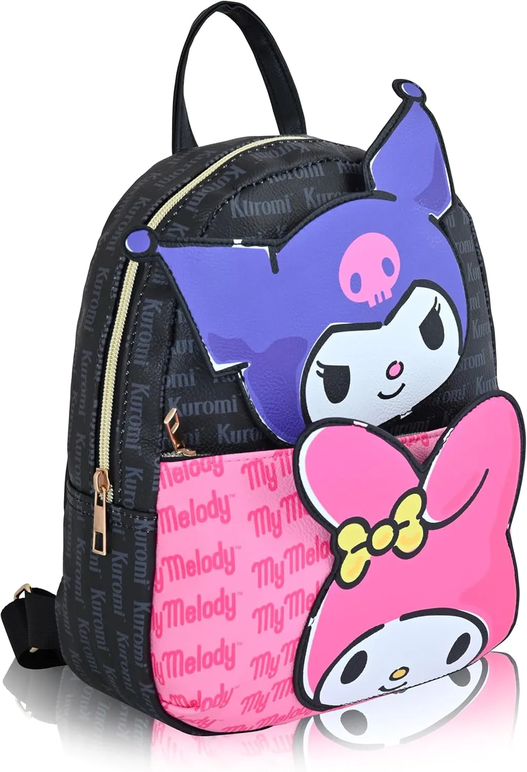 Fast Forward Sanrio Kuromi My Melody Backpack for Women, Men, Unisex | Cute PU Leather 10" Kuromi My Melody Mini Backpack Purse Shoulder Purse | Kuromi Bag and Kuromi Accessories
