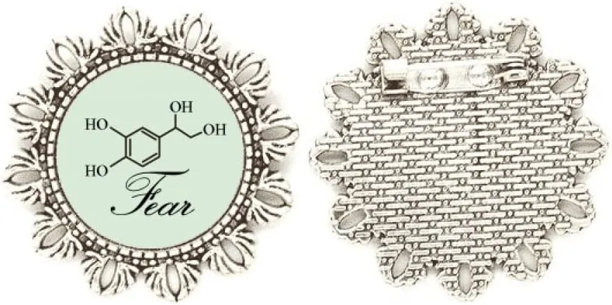 Fear Molecule Checal Structure Silver Flower Brooch Hook Pin Breastpin