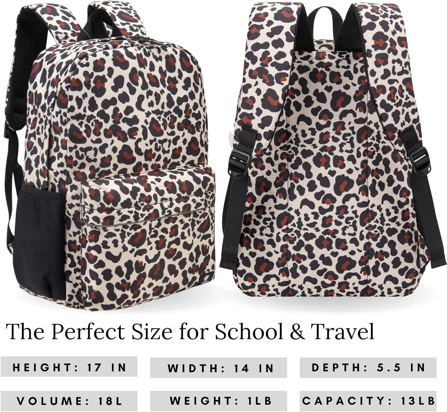 Fenrici Cheetah Backpack for Girls, Teens, Women, Girl's Backpack, Kids' School Bookbags with Padded Laptop Compartment, Cheetah, Animal Print, 17 Inch