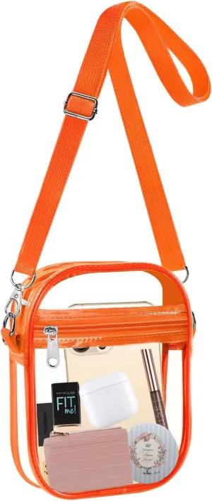 Fibrdoo Clear Crossbody Purse Bag, Clear Bag Stadium Approved with Front Pocket for Concerts Sports Festivals