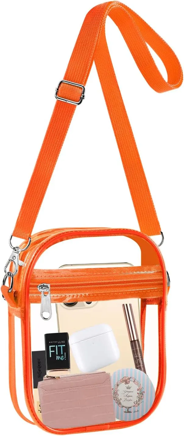 Fibrdoo Clear Crossbody Purse Bag, Clear Bag Stadium Approved with Front Pocket for Concerts Sports Festivals