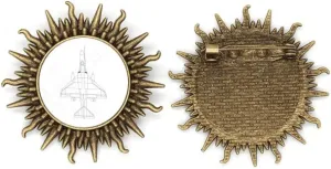 Fighter Aviation Line Art Deco Fashion Metall Sonne Brosche Haken Pin