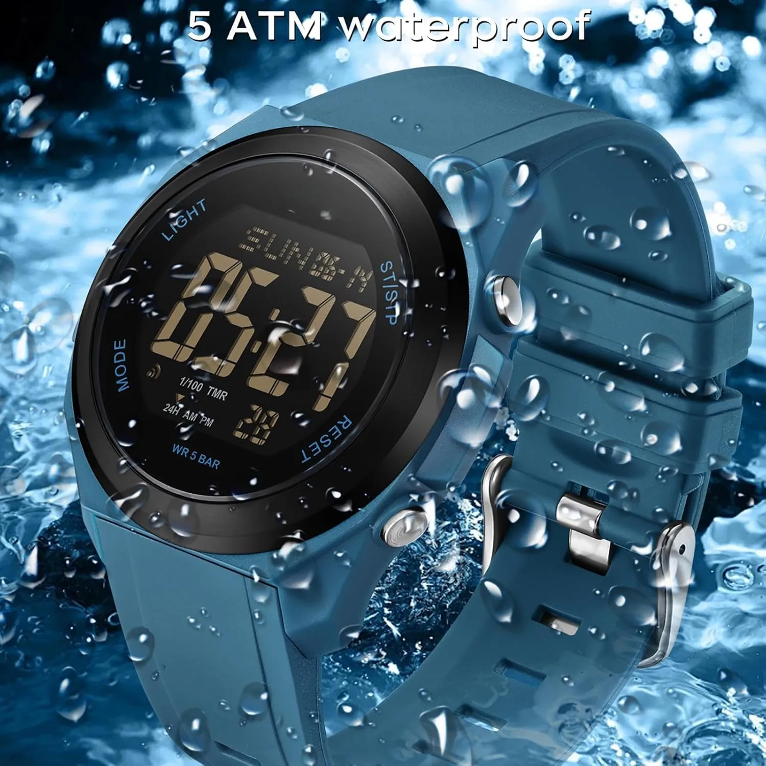 findtime Watches for Women Digital LED Back Light Watch Women with Dual Time Zone Display Countdown Alarm Stopwatch Ultra-Thin Colorful Wristwatch