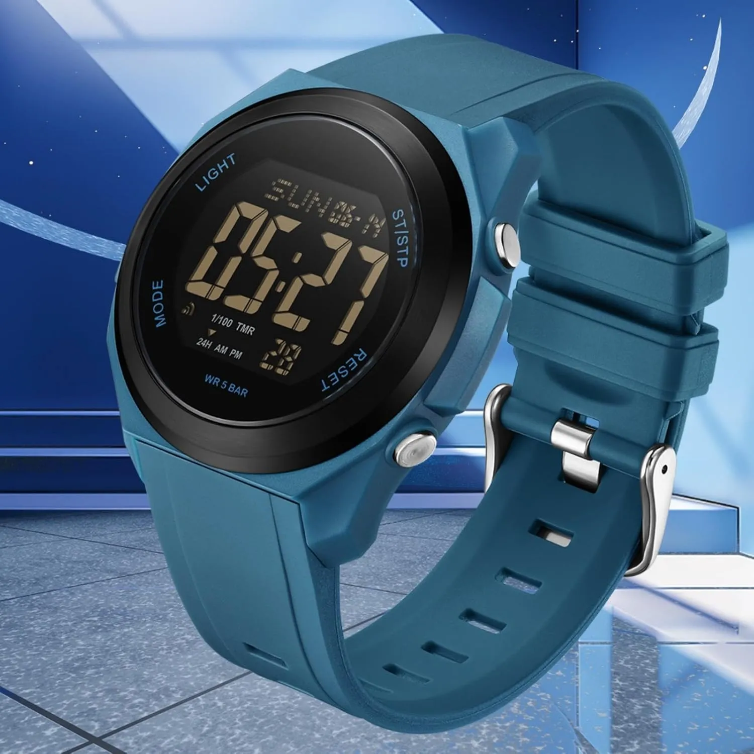 findtime Watches for Women Digital LED Back Light Watch Women with Dual Time Zone Display Countdown Alarm Stopwatch Ultra-Thin Colorful Wristwatch