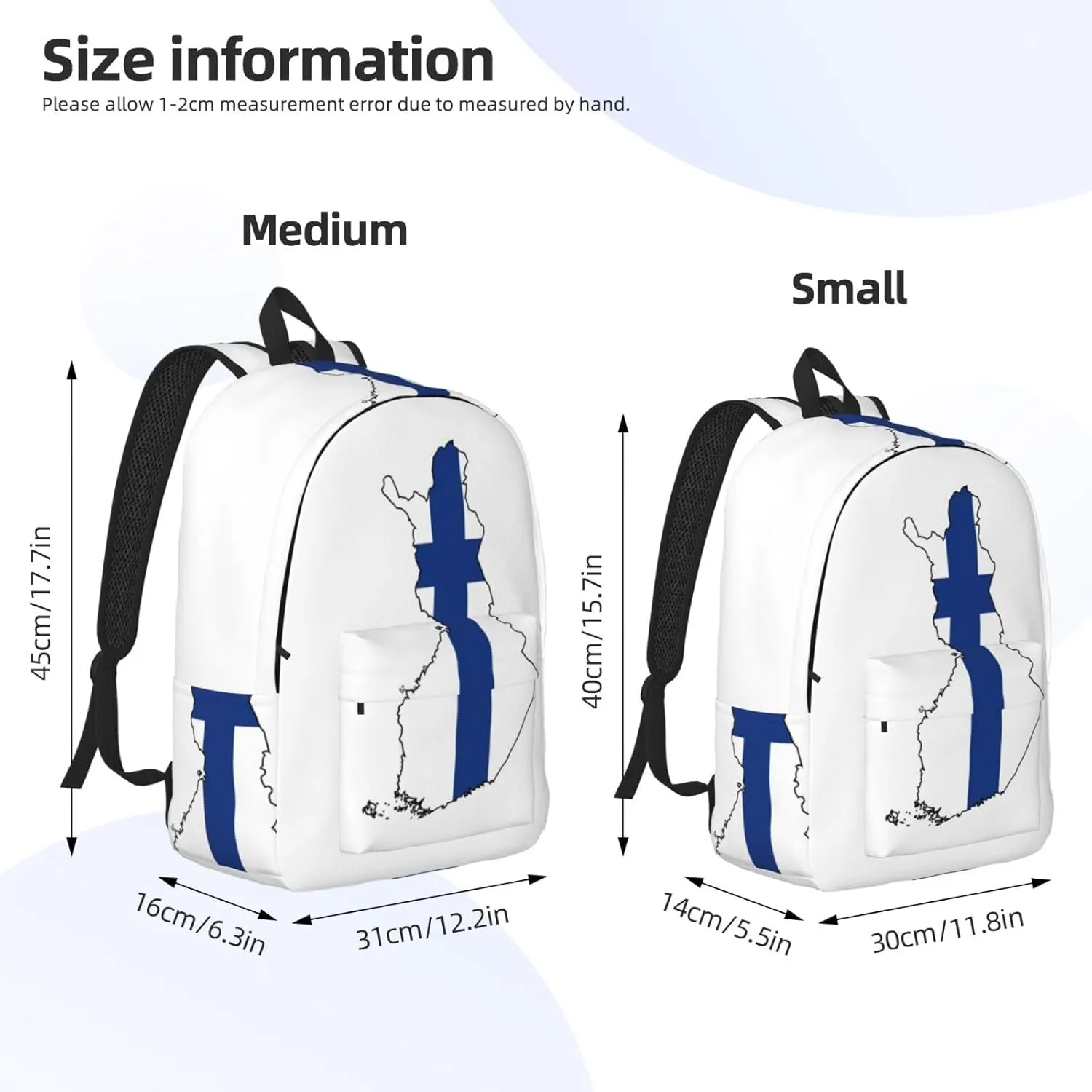Finnish Flag Map print Laptop Backpack for Travel Computer,Casual Daypack Bookbag for College Work for Women Men