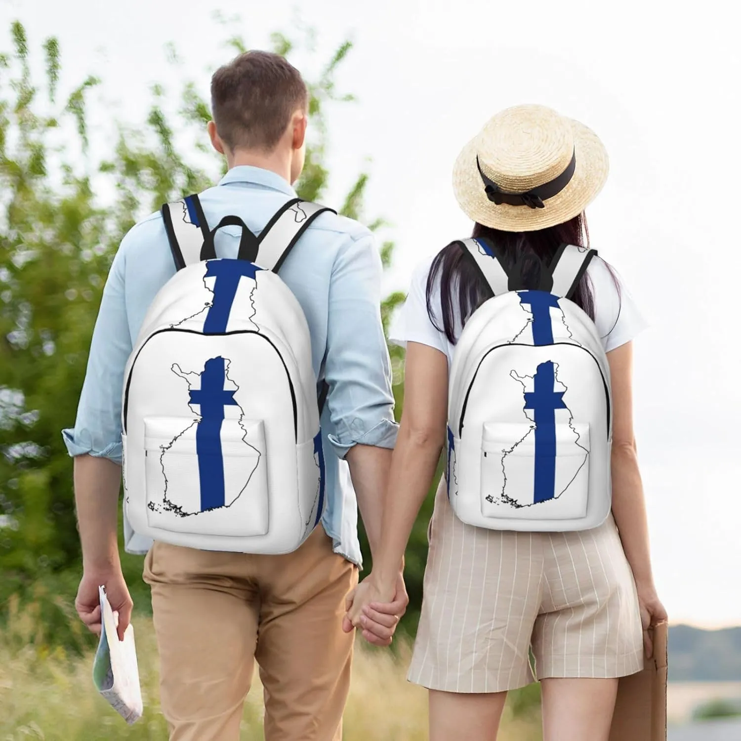 Finnish Flag Map print Laptop Backpack for Travel Computer,Casual Daypack Bookbag for College Work for Women Men
