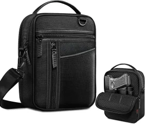 FINPAC Pistol Bag Carry Gun Holster, Tactical Handgun Shoulder Bag Padded Military Gun Ammo Accessories Pouch Shooting Range Duffle, Black