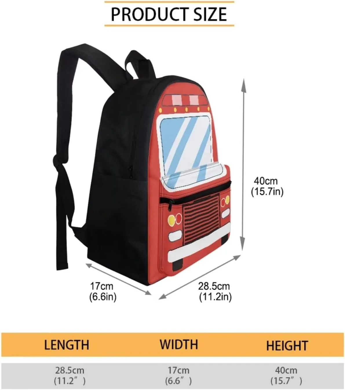 Fire Engine 4pcs Schoolbag for Boys Backpack for Kids Child 15 Inch School Backpack Lunch Bag Pencil Case Water Bottle Bag,Preschool Kids Backpack Set Large Capacity Daypack Knapsack