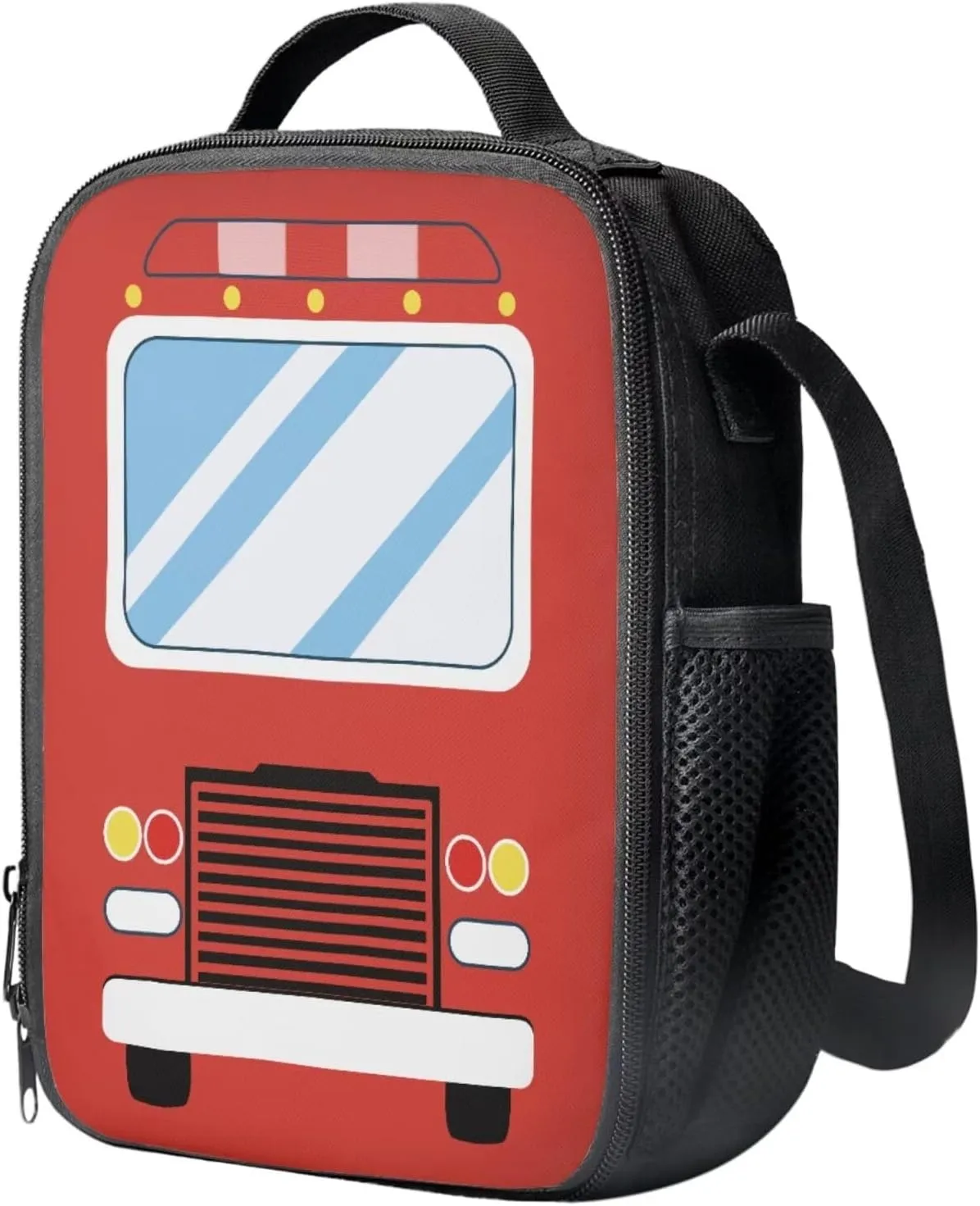 Fire Engine 4pcs Schoolbag for Boys Backpack for Kids Child 15 Inch School Backpack Lunch Bag Pencil Case Water Bottle Bag,Preschool Kids Backpack Set Large Capacity Daypack Knapsack