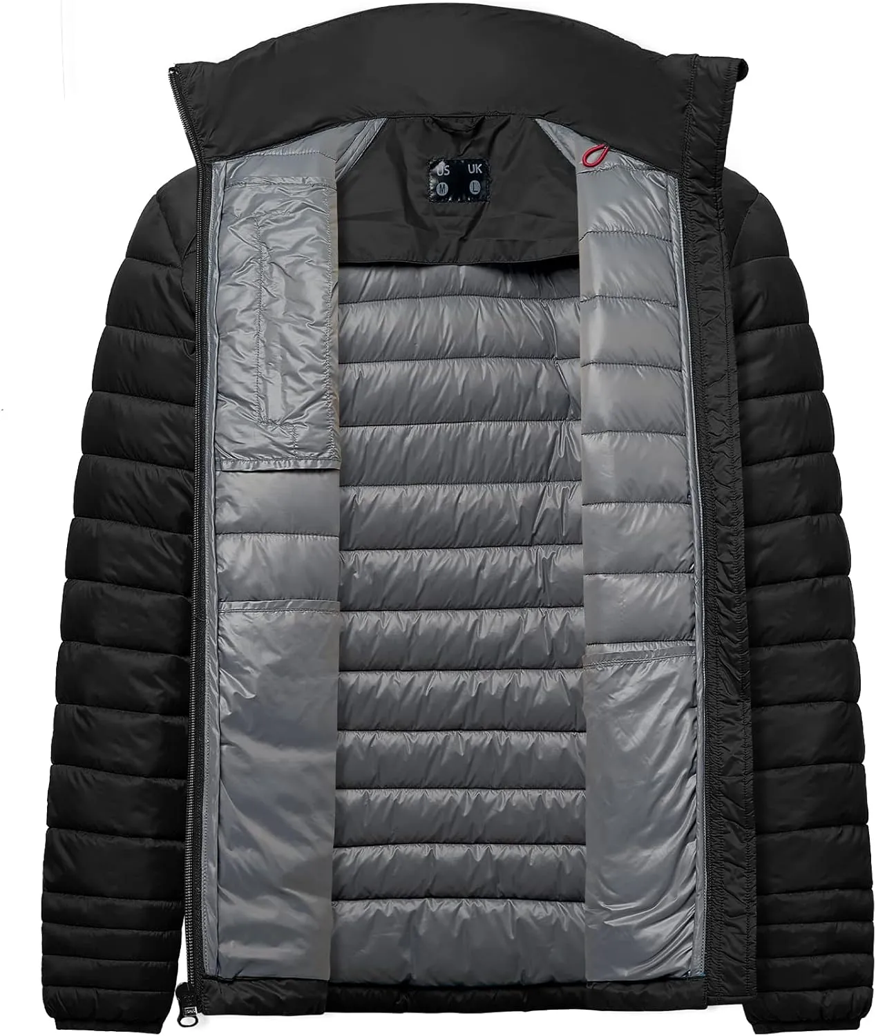 fit space Men's Insulated Synthetic Down Puffer Jacket Winter Warm Coat Quilted Water Resistant Packable Hiking Camping