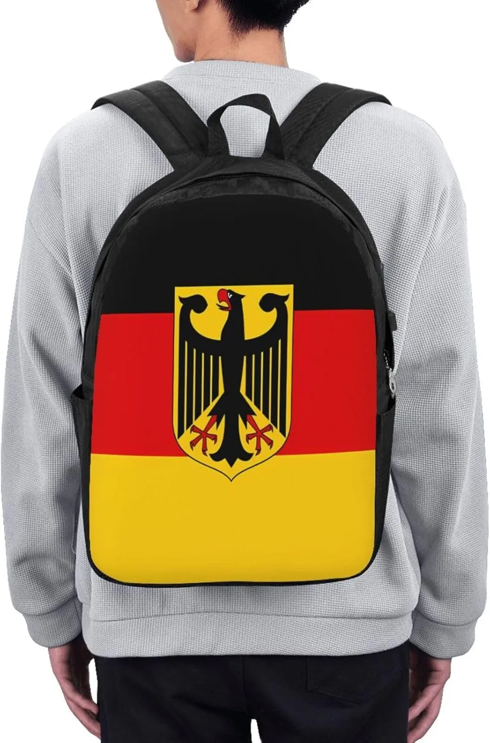 Flag German Coat of Arms Travel Backpack 17-Inch Laptop Backpacks Business Rucksack Casual Sport Daypack with USB Charging Port Carry-on Bag for Camping Biking