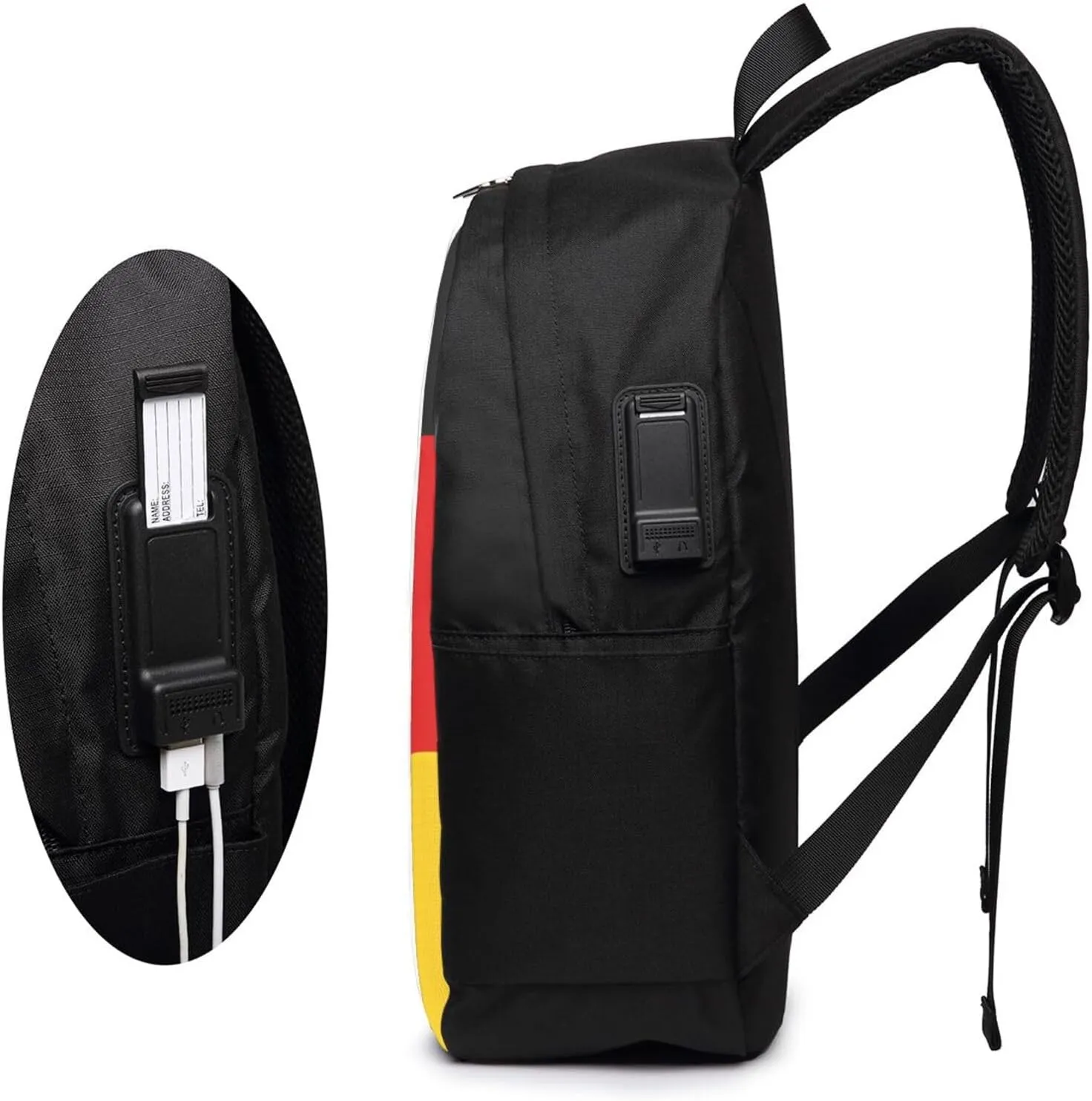 Flag German Coat of Arms Travel Backpack 17-Inch Laptop Backpacks Business Rucksack Casual Sport Daypack with USB Charging Port Carry-on Bag for Camping Biking
