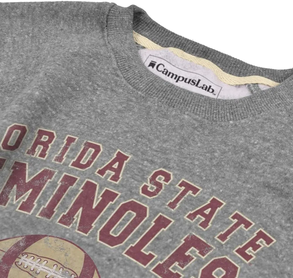 Florida State University Distressed Football Unisex Adult Slim Fit Crewneck Sweatshirt
