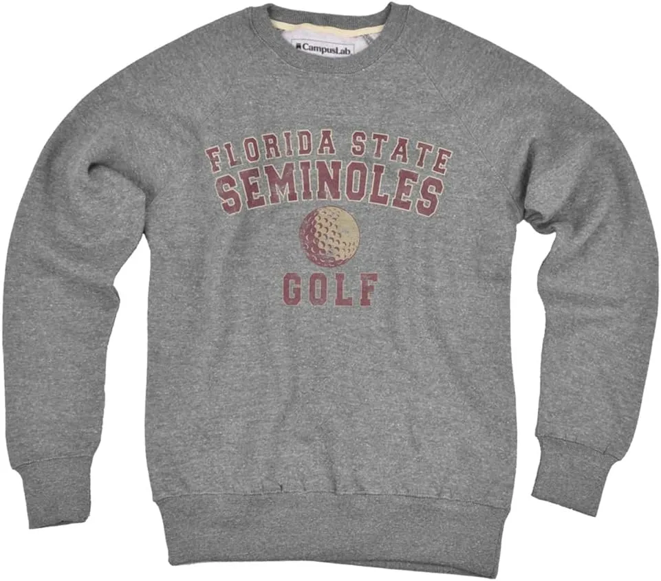 Florida State University Distressed Golf Unisex Adult Slim Fit Crewneck Sweatshirt