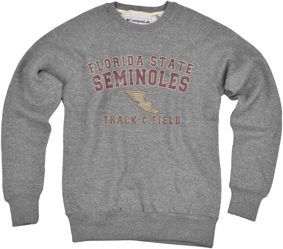 Florida State University Distressed Track And Field Unisex Adult Slim Fit Crewneck Sweatshirt