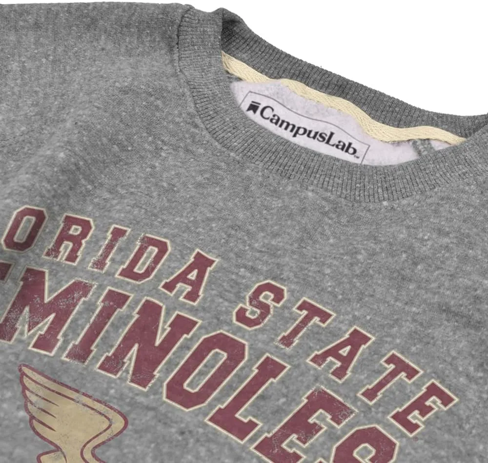 Florida State University Distressed Track And Field Unisex Adult Slim Fit Crewneck Sweatshirt