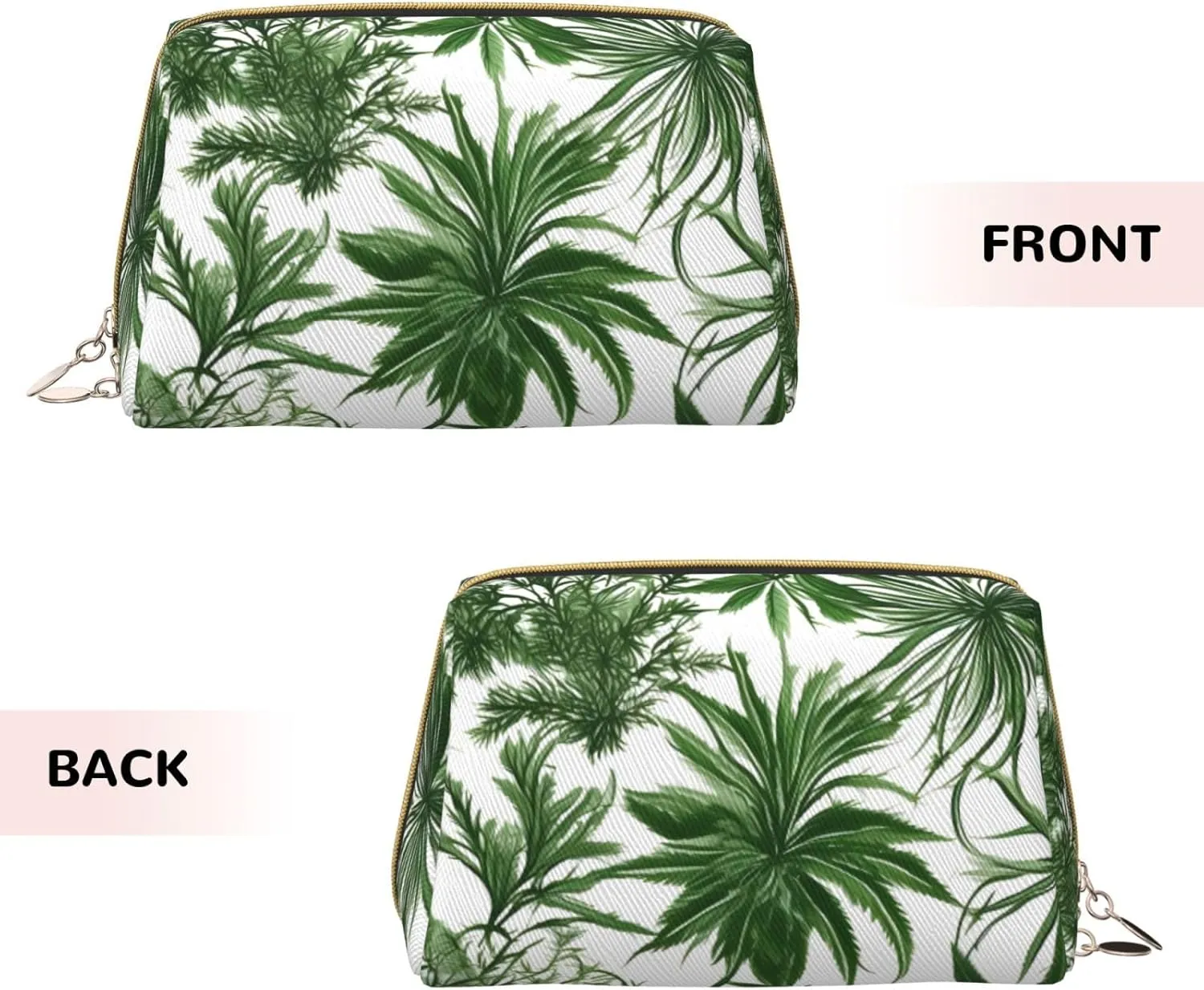 Flowering Herbs And Herbaceous Plants Leather Toiletry Organizer Bag, Travel-Friendly Makeup Pouch For Women