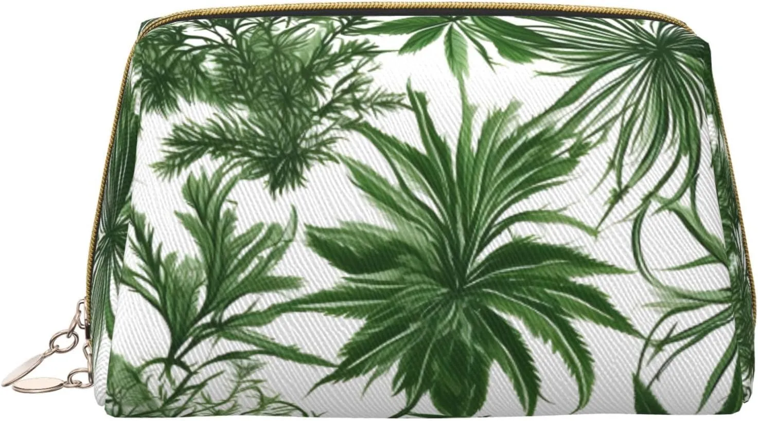 Flowering Herbs And Herbaceous Plants Leather Toiletry Organizer Bag, Travel-Friendly Makeup Pouch For Women