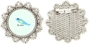 Fly Fish Rockets Art Deco Fashion Silver Flower Brooch Hook Pin Breastpin