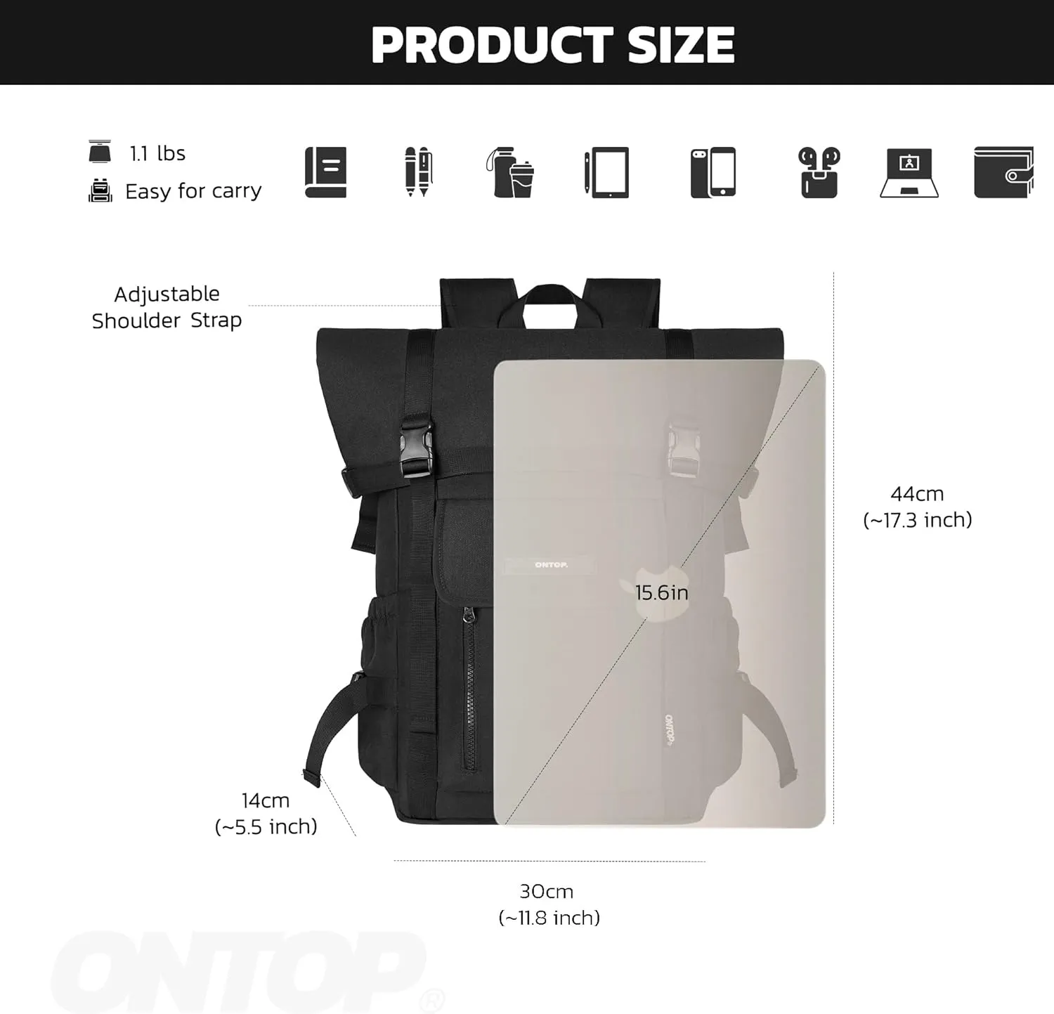 Fold Backpack Laptop 15.6in Ultra Lightweight Water Resistant Travel Bookbag