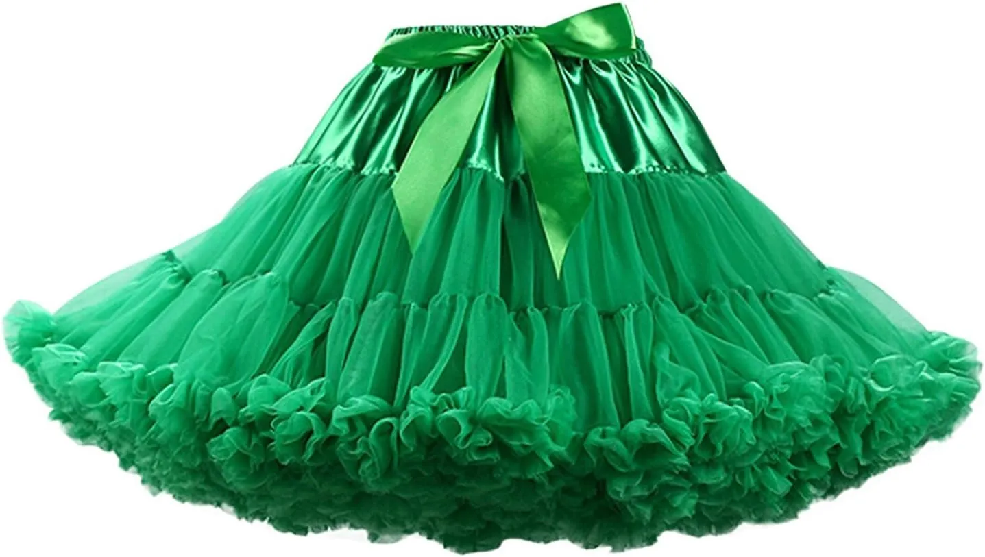 FOLOBE Women's Tulle Petticoat Soft Puffy Tutu Skirts Costume Ballet Dance Pettiskirts Multi-Layer