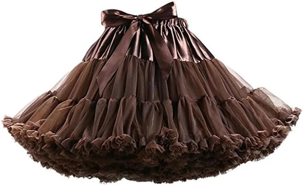 FOLOBE Women's Tulle Petticoat Soft Puffy Tutu Skirts Costume Ballet Dance Pettiskirts Multi-Layer