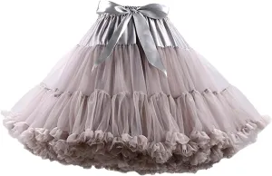 FOLOBE Women's Tulle Petticoat Soft Puffy Tutu Skirts Costume Ballet Dance Pettiskirts Multi-Layer